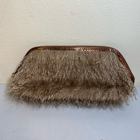 Lancôme Brown Stringy Fluffy Design Cosmetic Bag- New - Picture 1 of 6